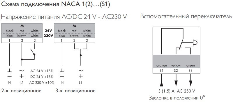 Схема подключения электропривода NACA 1-05S1